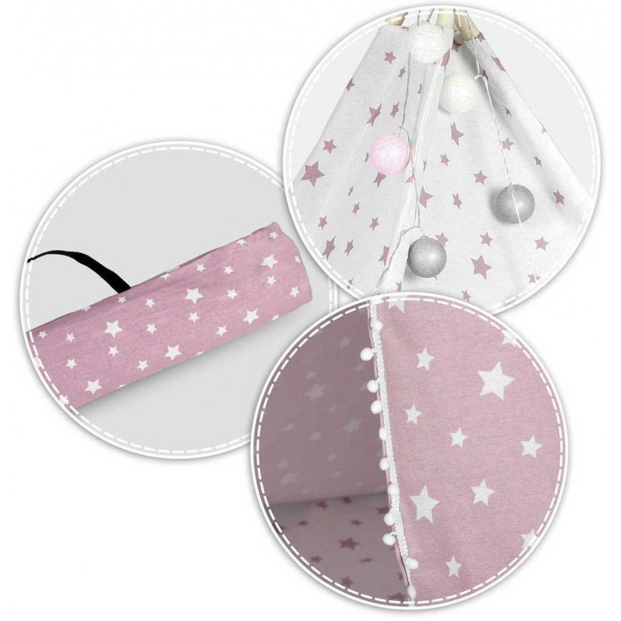 Tent for children with Nukido lights - pink with stars – 5