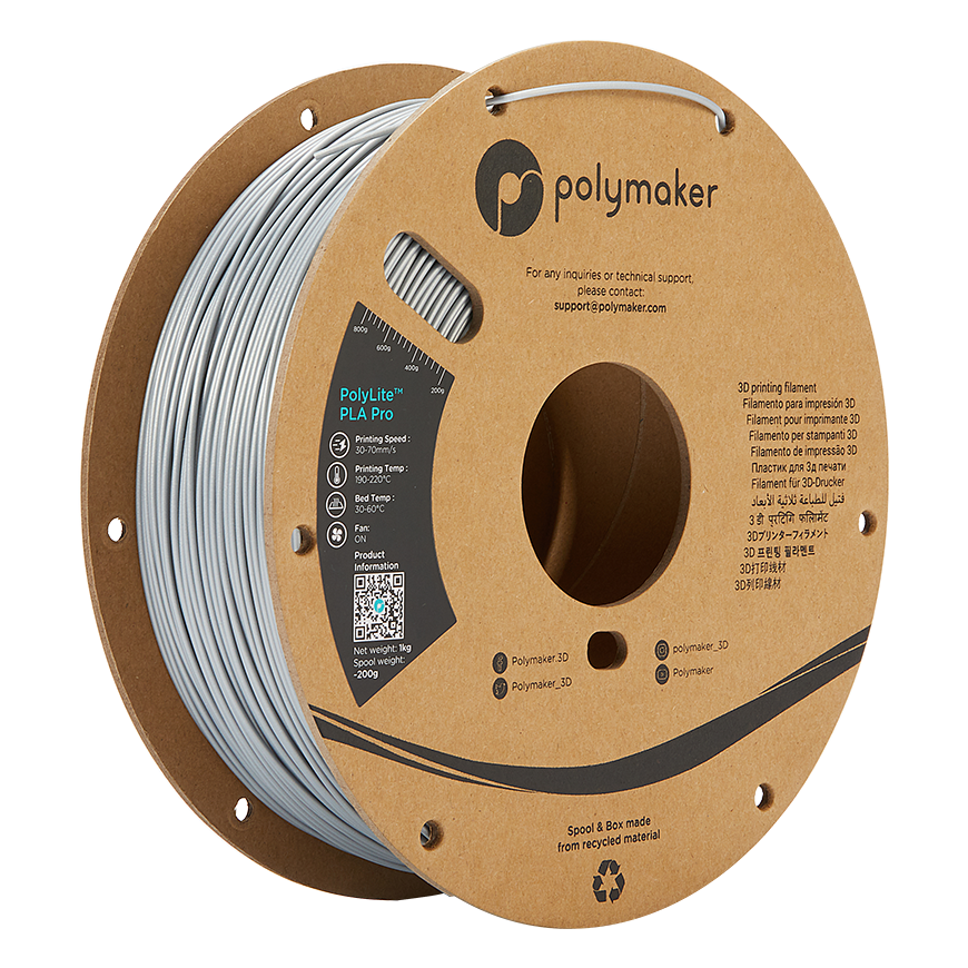 Polymaker PolyLite PLA PRO - 1kg - 1.75mm - Silver