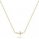 Brilio Silver Brilio Silver Gold Plated Cross Necklace with Zircons NCL57Y Brilio Silver Brilio Silver Gold Plated Cross Necklace with Zircons NCL57Y