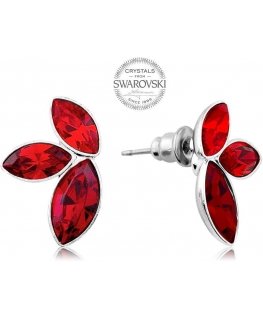 Levien earrings with three red Navette crystals