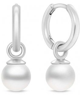 Brilio Silver Brilio Silver Silver hoop earrings 2 in 1 with synthetic Majorica pearl EA988W