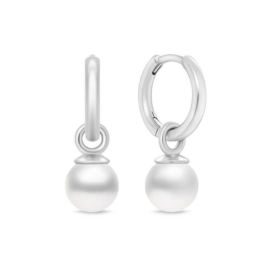 Brilio Silver Brilio Silver Silver hoop earrings 2 in 1 with synthetic Majorica pearl EA988W