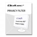 Qoltec 51063 ekrano privatumo filtras 43,2 cm (17") Monitorius Berėmio ekrano privatumo filtras Qoltec 51063 ekrano privatumo filtras 43,2 cm (17") Monitorius Berėmio ekrano privatumo filtras