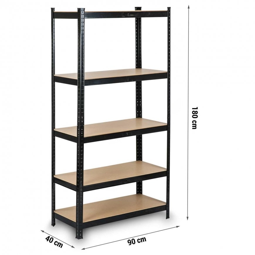 Metalinė laikymo lentyna 180 x 90 x 40 cm Humberg HR-813 juoda – 5
