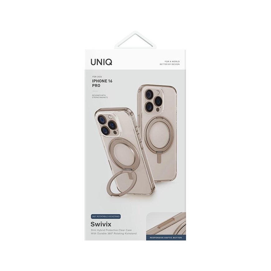 Case UNIQ Swivix for iPhone 16 Pro 360 Rotating Kickstand gold