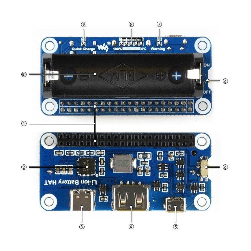 Li-Ion baterijos priedėlis, skirtas Raspberry Pi, Waveshare 15141 – 5