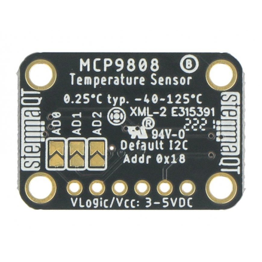 High-precision digital temperature sensor, MCP9808, I2C, STEMMA QT/Qwiic, Adafruit 5027 – 3