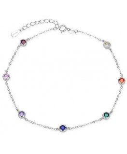 Agate Silver Bracelet with Colored Zircons AGB767/21