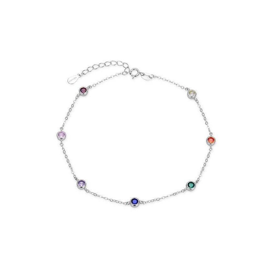 Agate Silver Bracelet with Colored Zircons AGB767/21