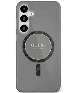 Guess Glitter Circle Classic Logo MagSafe Samsung Galaxy S25 puhelimen kuori musta