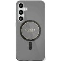 Guess Glitter Circle Classic Logo MagSafe Samsung Galaxy S25 dėklas telefonui juodos spalvos Guess Glitter Circle Classic Logo MagSafe Samsung Galaxy S25 dėklas telefonui juodos spalvos