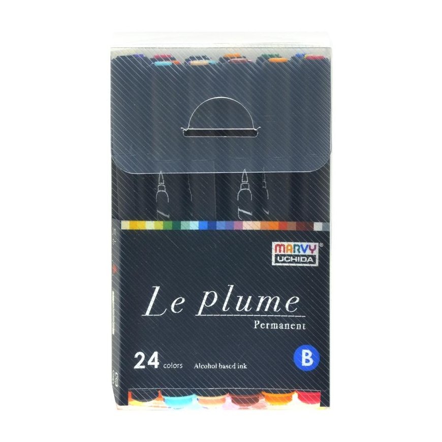 Marvy Uchida Permanent markers with brush tip "Le Plume Permanent" 3000-24B 24 pcs.