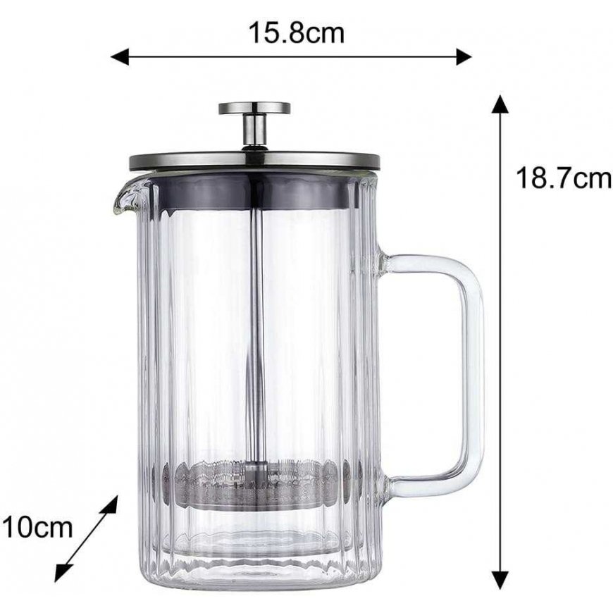 ZAPARZACZ DO KAWY HERBATY SZKLANY 600ML FRENCH PRESS KLAUSBERG KB-7757 Silver – 3