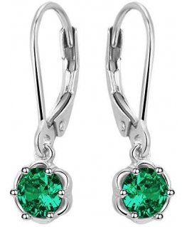 Beneto Silver earrings with green zircons AGUC3340-GR