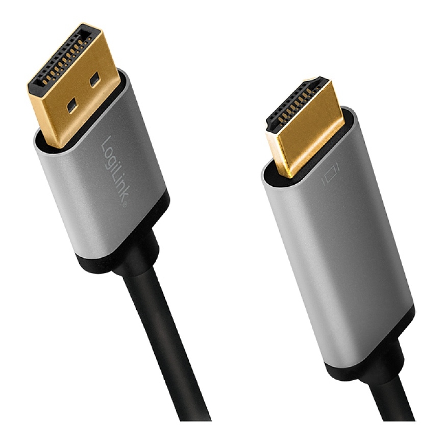 LogiLink CDA0107 video cable adapter 2 m DisplayPort HDMI Black, Grey – 2