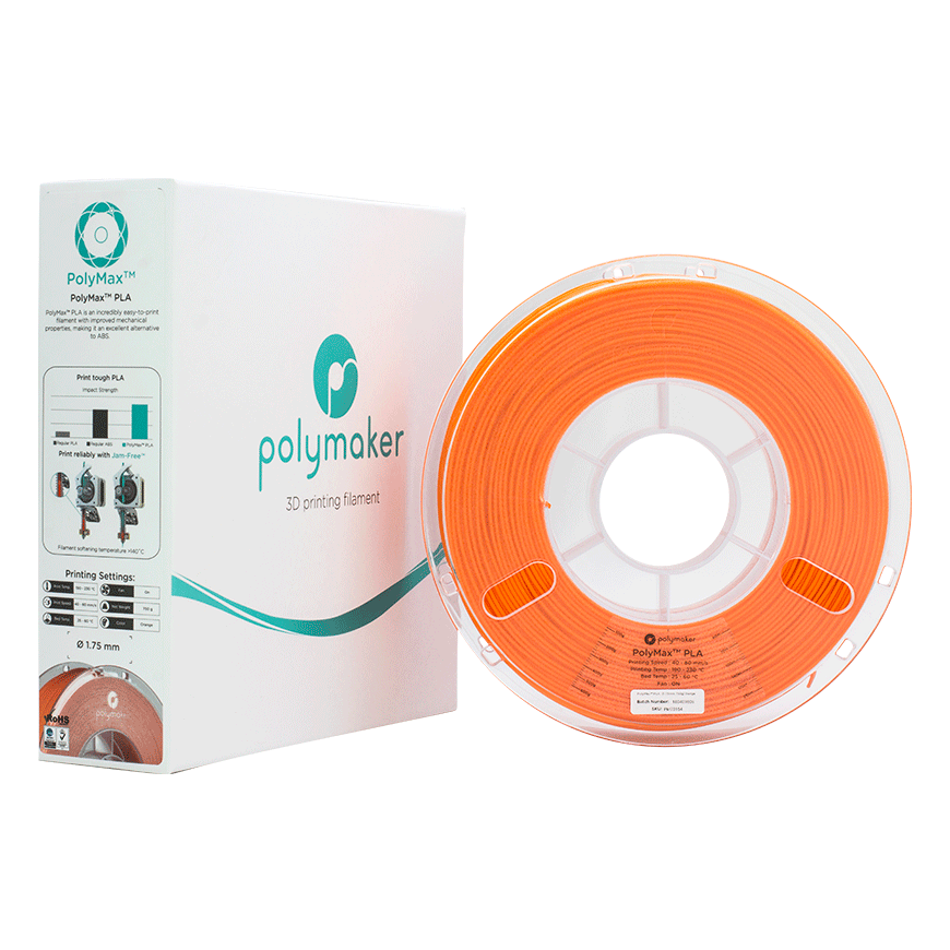 Polymaker PolyMax Tough PLA - 0.75kg - 1.75mm - Orange – 3