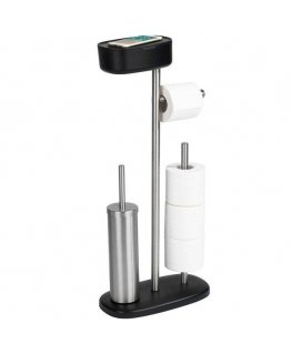 Paper and toilet brush holder with shelf and basket RIVAZZA, 4 in 1, WENKO