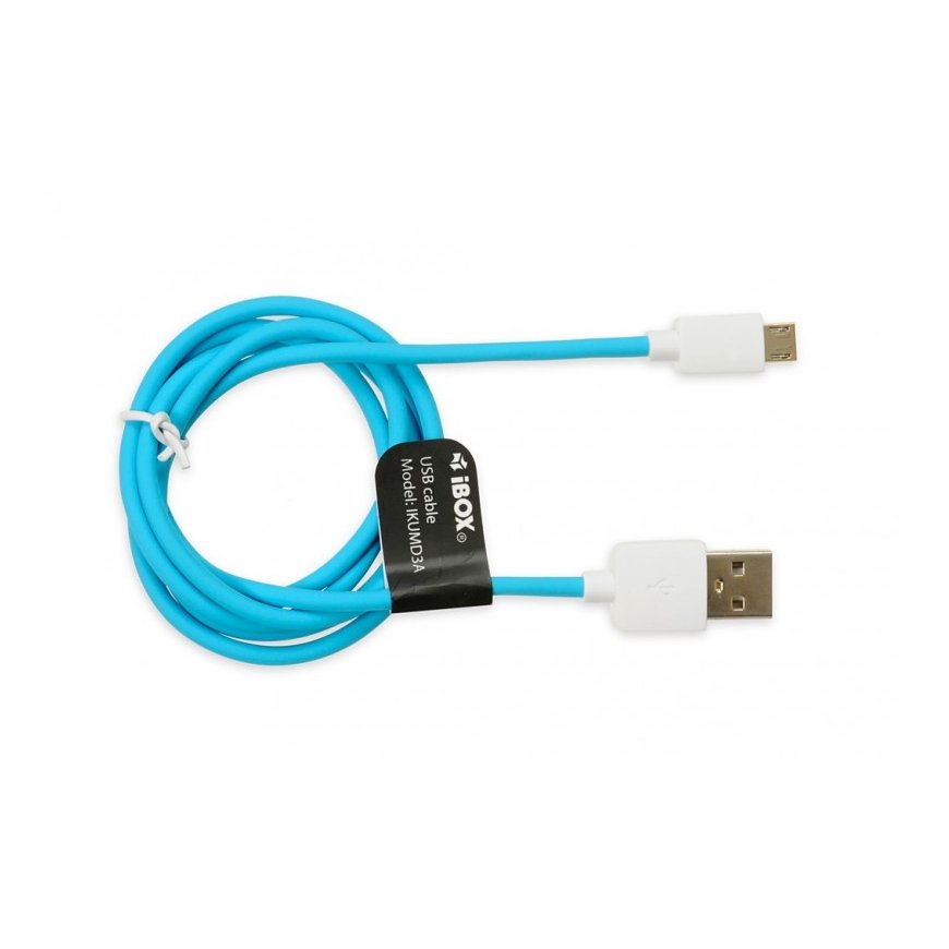 iBox IKUMD3A USB cable USB 2.0 1 m USB A Micro-USB B Blue