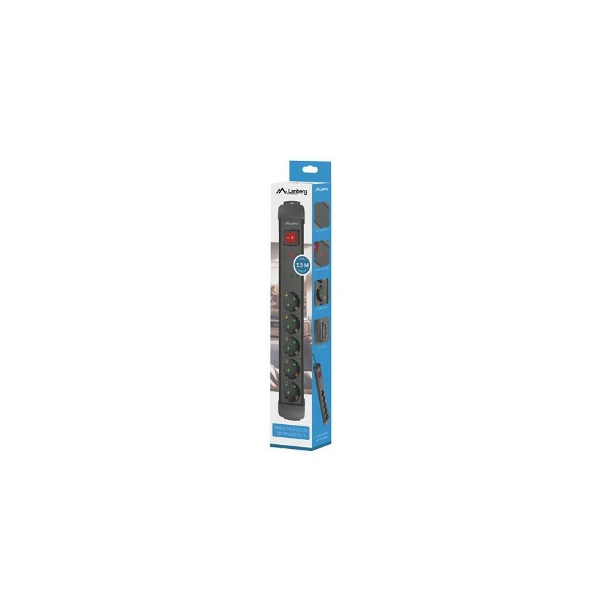 Lanberg SP1-05F-0150-BK power extension 1.5 m 5 AC outlet(s) Indoor Black – 5