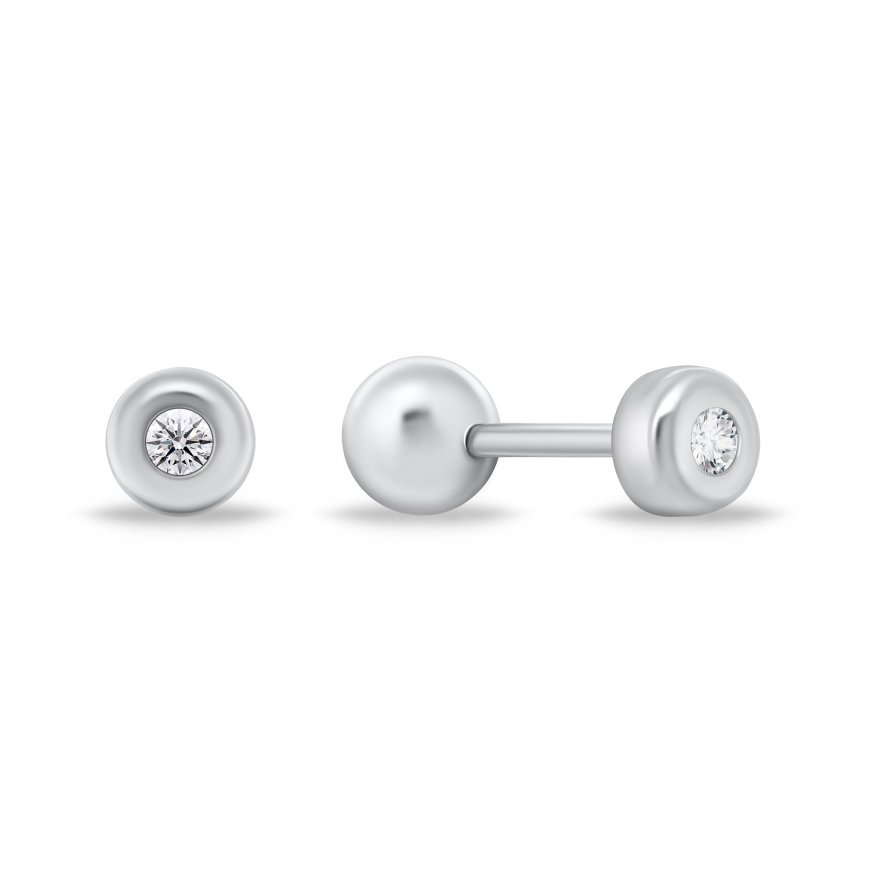 Brilio Silver Minimalist silver earrings with clear zircons EA926/7/8W