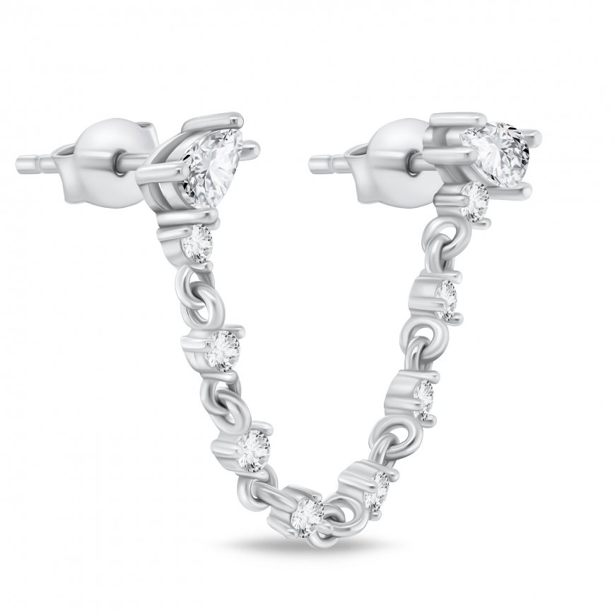 Brilio Silver Minimalist silver earrings with clear zircons EA926/7/8W – 2