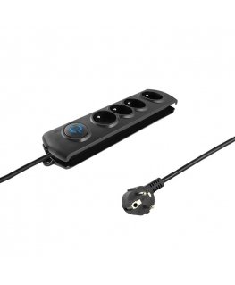 Qoltec 50104 ylijännitesuoja musta 4 AC-pistorasia(a) 230 V 1,5 m