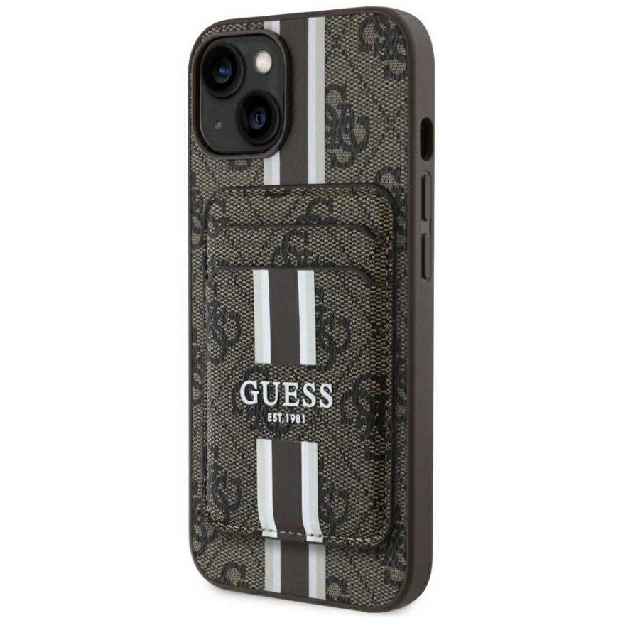 Guess 4G Stripes with Magsafe Apple iPhone 15 case brown