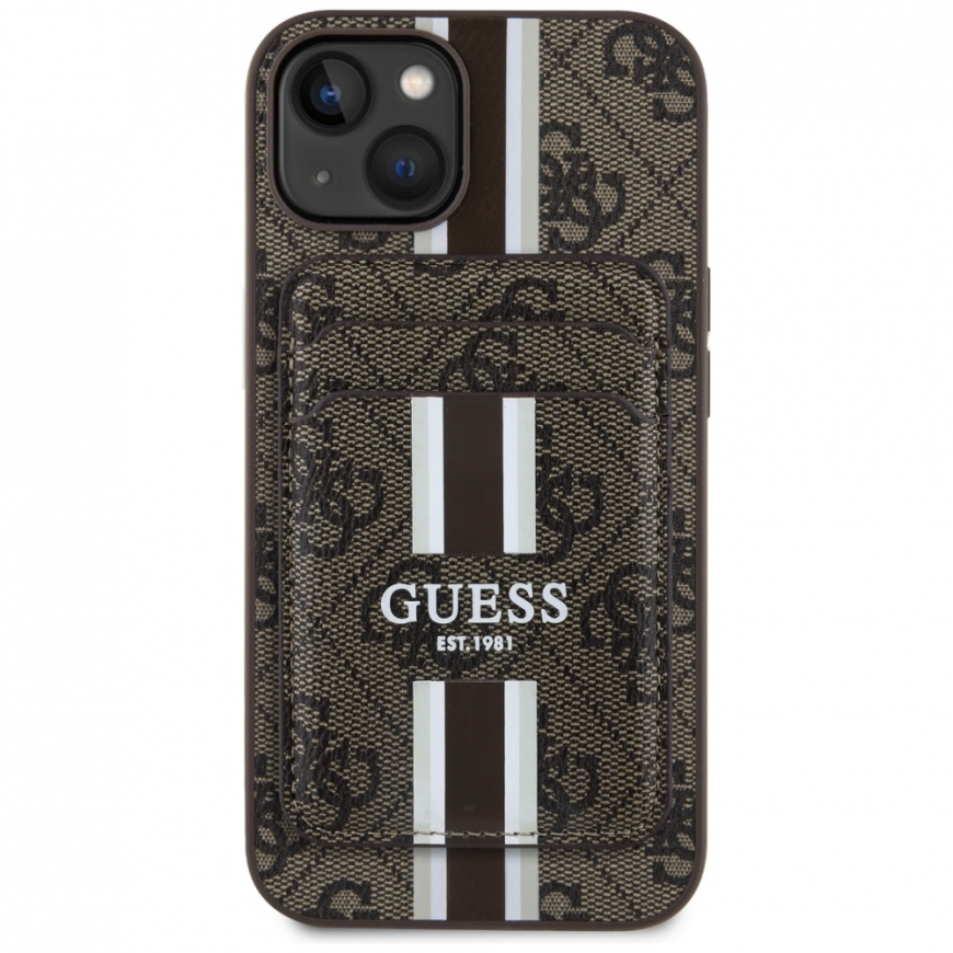 Guess 4G Stripes Magsafe Apple iPhone 15 -kuorella ruskealla – 3