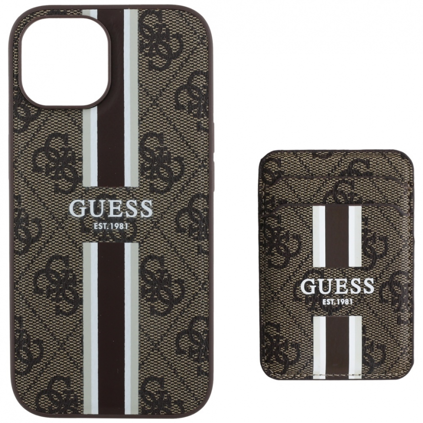 Guess 4G Stripes with Magsafe Apple iPhone 15 case brown – 5