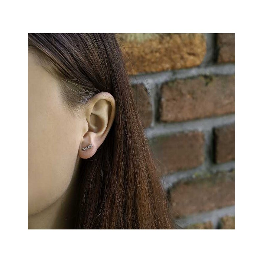 Beneto Playful Longitudinal Earrings with Clear Zircons AGUP2116L – 3