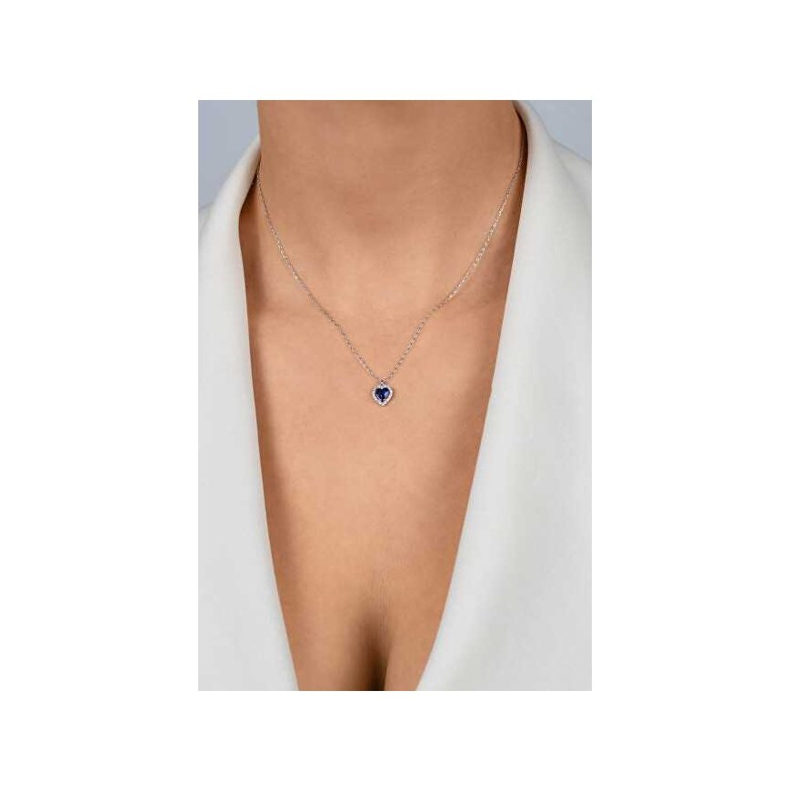 Brilio Silver Silver necklace Heart with blue zircon NCL158WB – 2