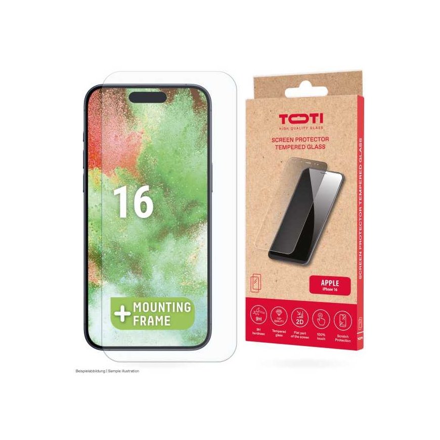 Toti TEMPERED glass 2D screen protector full cover for iPhone 16/15 Pro/15 Transparent