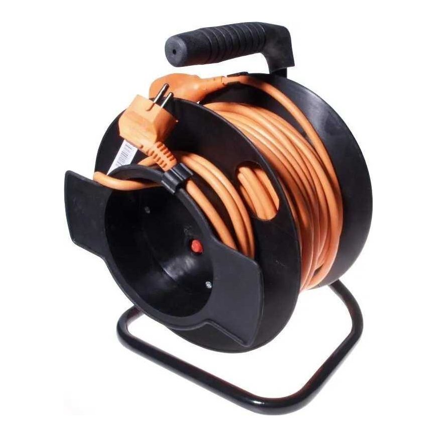 PREMIUMCORD Extension cord 230V drum 25m, black