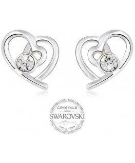 Levien Romantic Earrings Hearts with Clear Crystals
