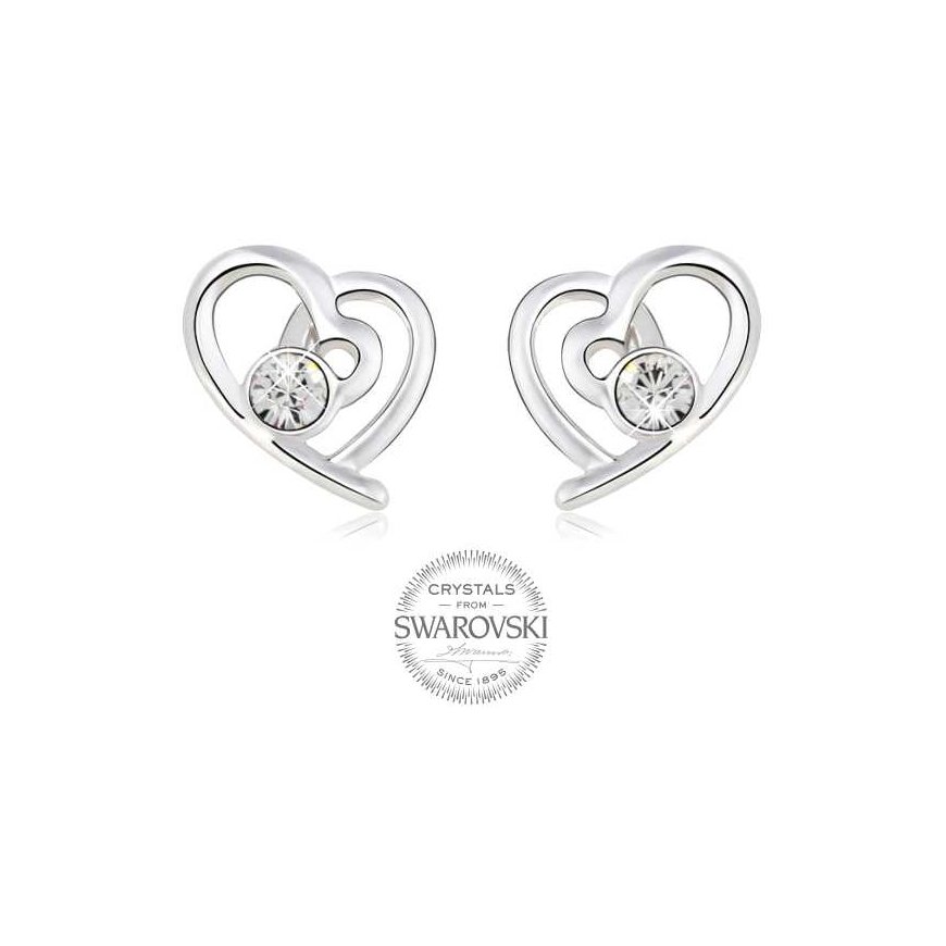 Levien Romantic Earrings Hearts with Clear Crystals