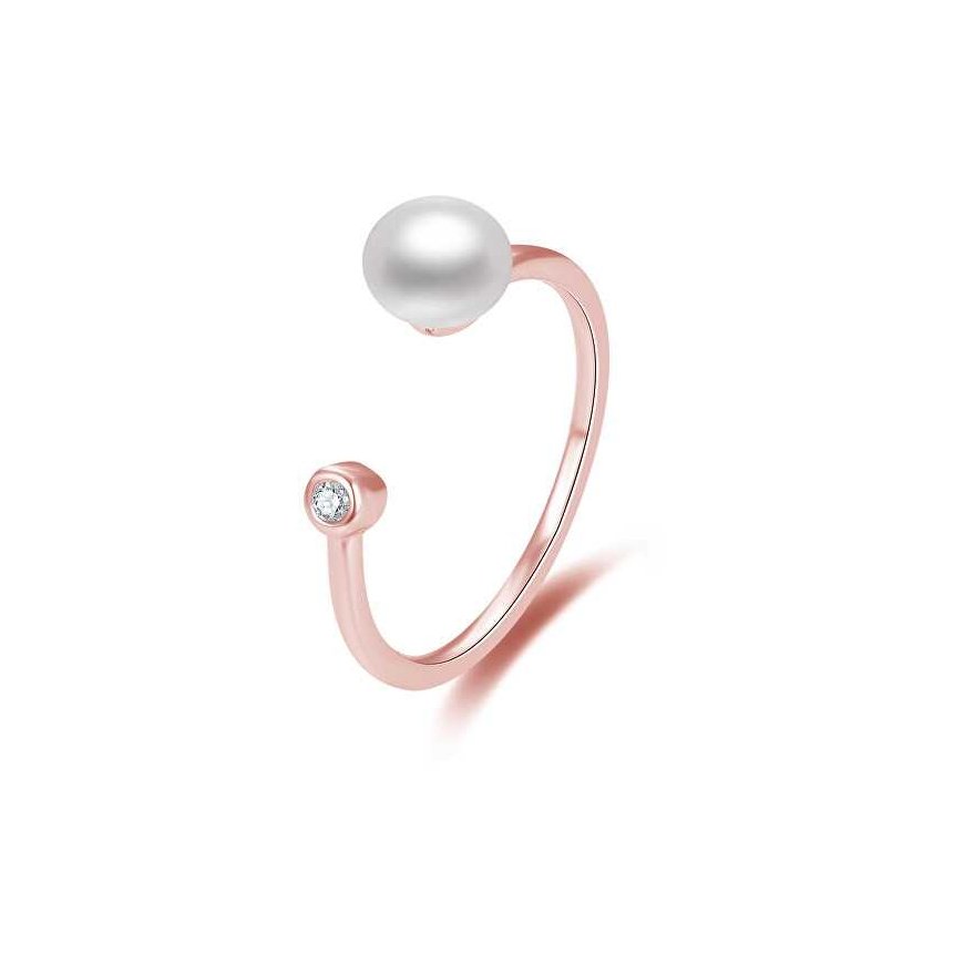 Beneto Open bronze ring with genuine freshwater pearl AGG467-RG