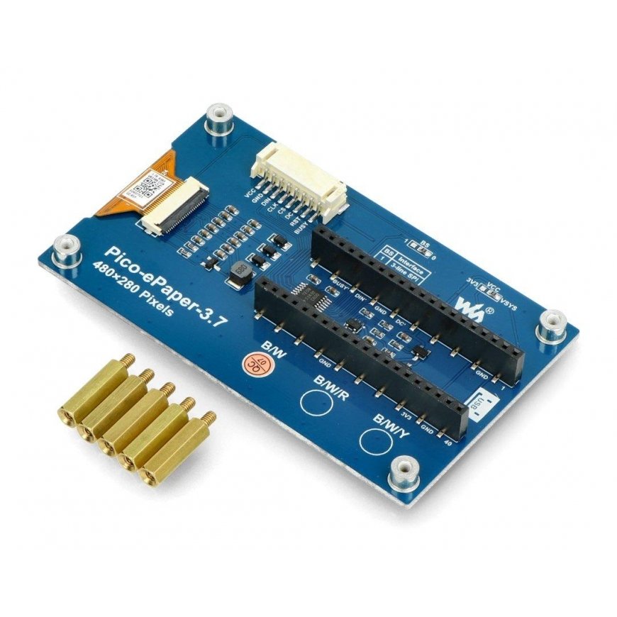 E-paperin E-Ink-näyttö - 3,7" 480x280px - SPI - mustavalkoinen - Raspberry Pi Picolle - Waveshare 20123 – 4
