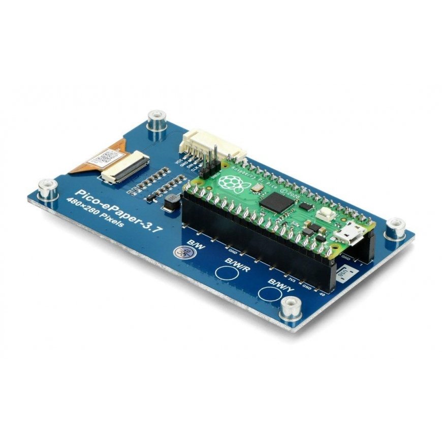 E-paperin E-Ink-näyttö - 3,7" 480x280px - SPI - mustavalkoinen - Raspberry Pi Picolle - Waveshare 20123 – 5
