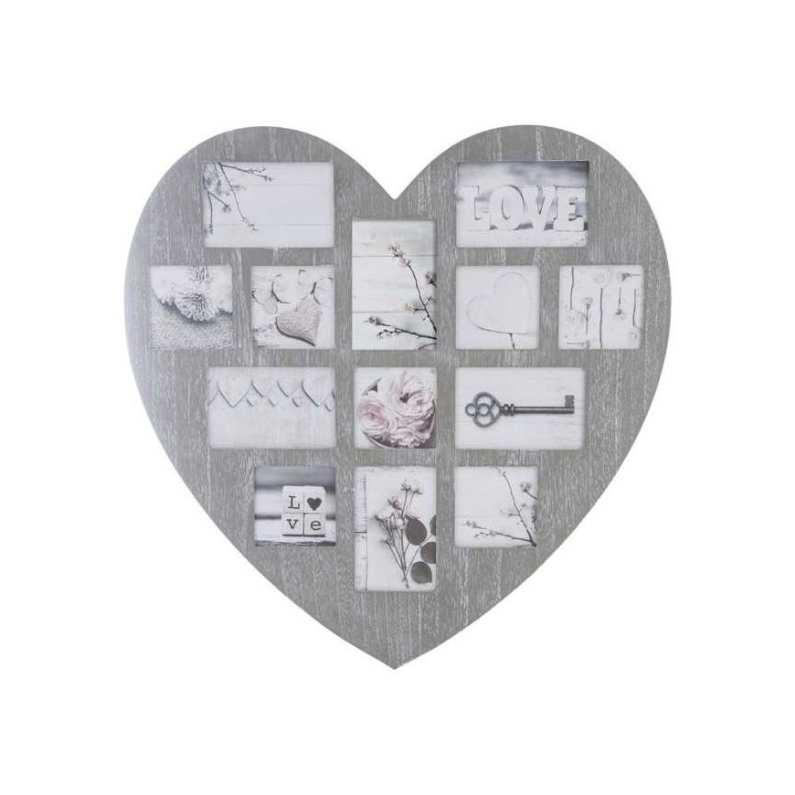 Frame Photo frame Wooden heart photo frame, multi-frame gray