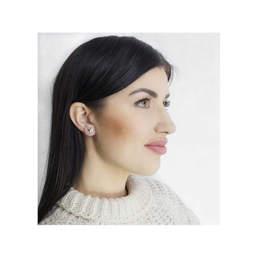 Beneto Charming silver earrings with zircons Butterflies AGUP2057S