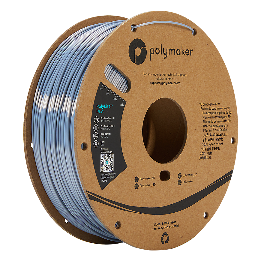 Polymaker PolyLite PLA - 1kg - 1.75mm - Silk Silver