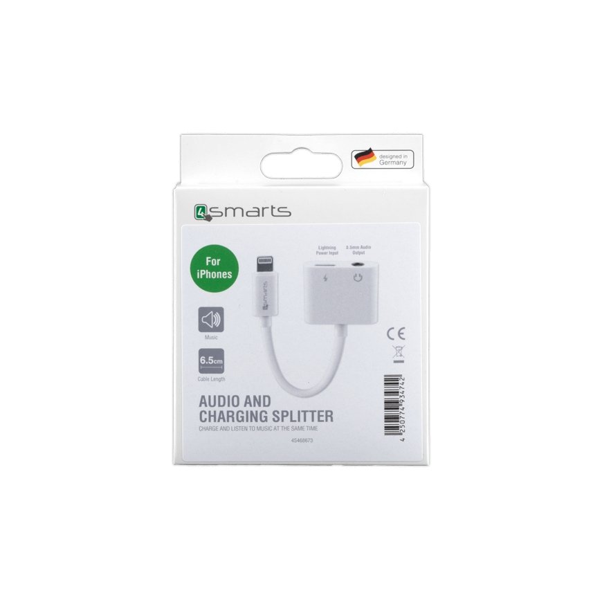 4smarts Audio and Charging Splitter Lightning Išmanusis telefonas, Planšetinis kompiuteris Balta USB – 2