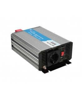 Extralink VOLTAGE CONVERTER 12V - 230V, 600W, PURE SINUS OPIP-600W toiteadapter ja vaheldi Automaatne Alumiinium, Must