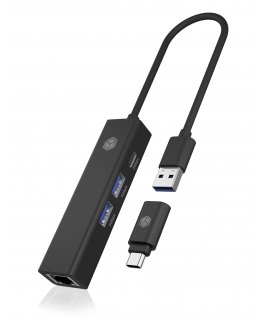 ICY BOX IB-HUB1439-LAN Проводная USB 3.2 Gen 1 (3.1 Gen 1) Type-A Черный
