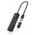 ICY BOX IB-HUB1439-LAN Vielinis USB 3.2 Gen 1 (3.1 Gen 1) Type-A Juoda