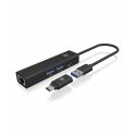 ICY BOX IB-HUB1439-LAN Langallinen USB 3.2 Gen 1 (3.1 Gen 1) Type-A musta