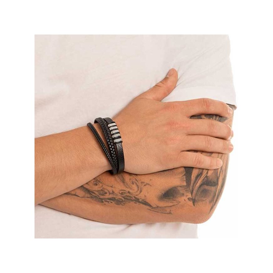 Troli Black men's leather bracelet Leather – 2