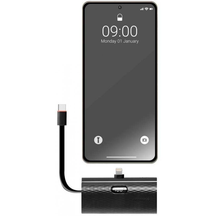 FORCELL F-ENERGY power plug F5K3 power bank with built-in Lightning PD connector 20W 5000 mAh black – 4