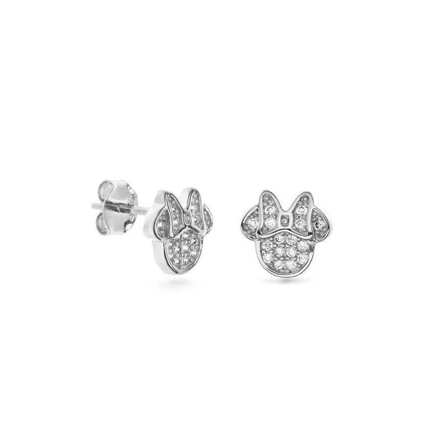 Again Jewelry Silver Minnie Mouse Earrings with Cubic Zirconia AJNS0039