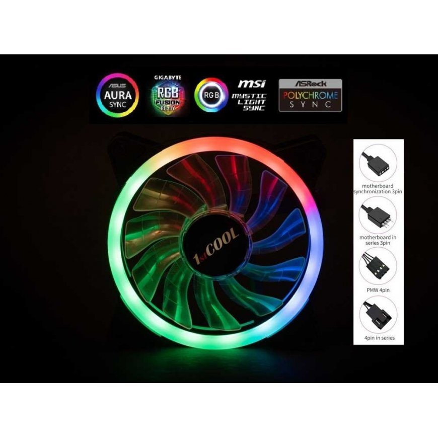 1St Cool 1stCOOL fan AURA EVO dual ring ARGB fan 12cm – 2